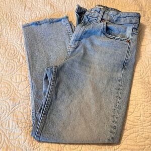 Top Shop Womens Straight Jeans Sz 28 Cropped Frayed Hem